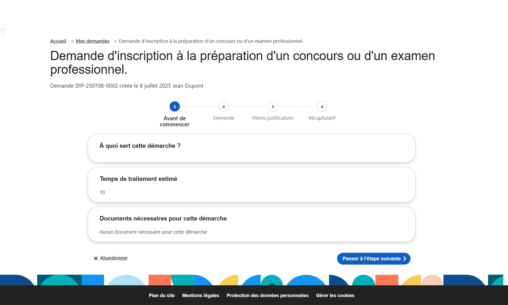 Demande d'inscription : Avant de commencer