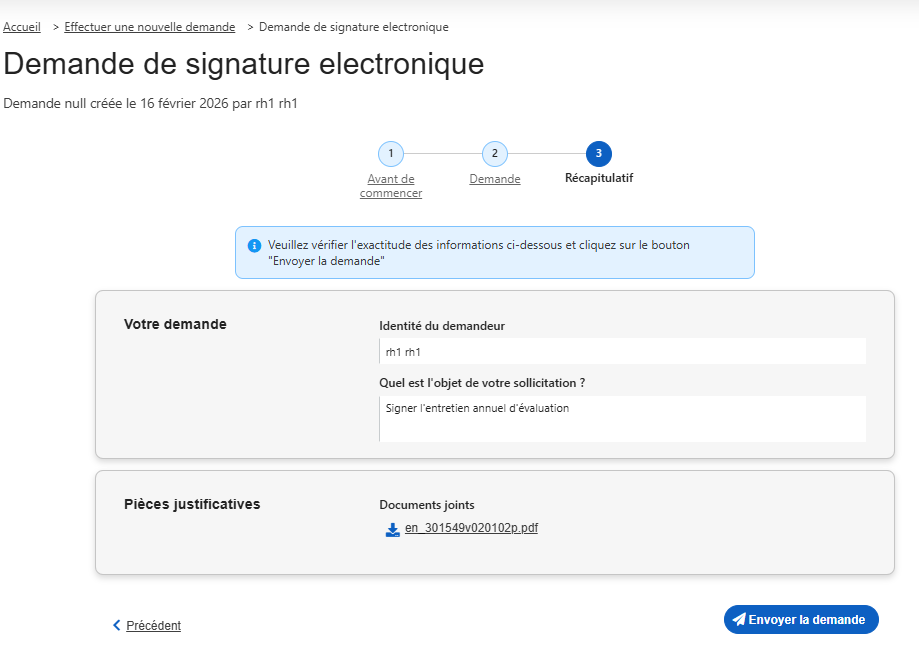 Choix du document à signer et des signataires pour la procédure de signature électronique dans FORUM RH